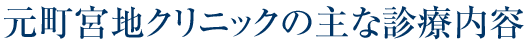 元町宮地クリニックの主な診療内容